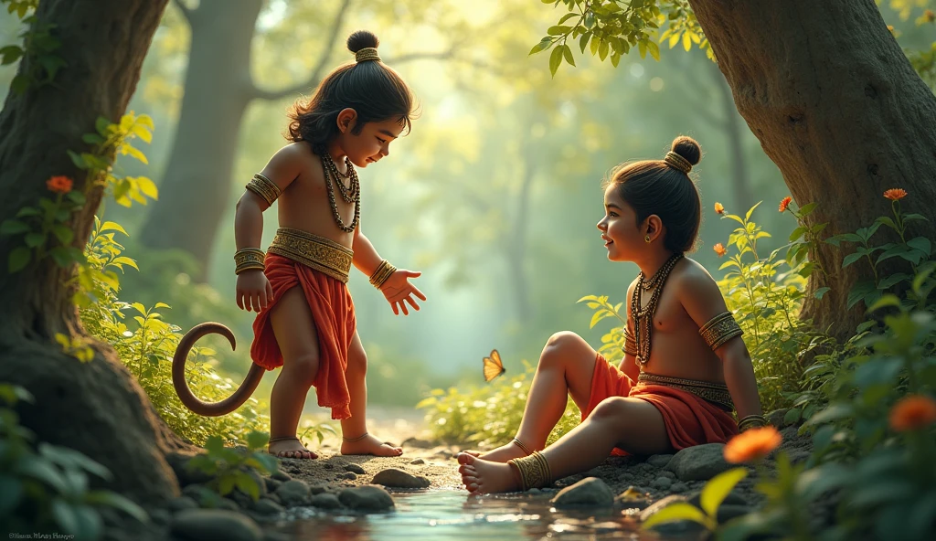 Young Hanuman ji meeting with young Shri Ram in forest 