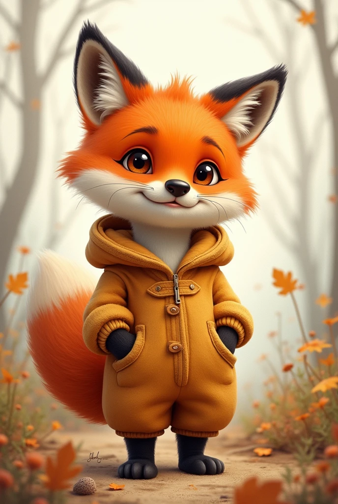 red fox with wool jumpsuit