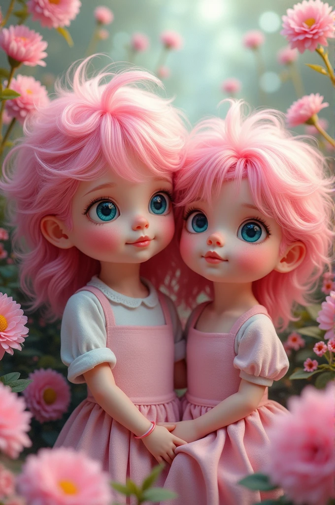 Girl and boy with pink hair