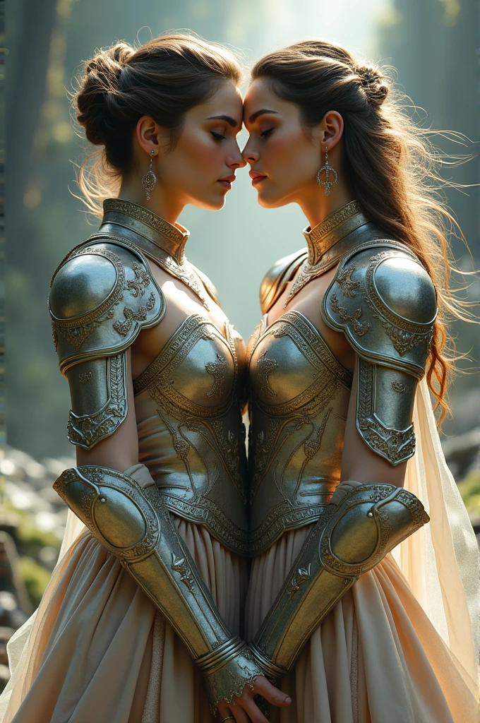 Create the armor that represents the zodiac sign of Gemini represented by two women
