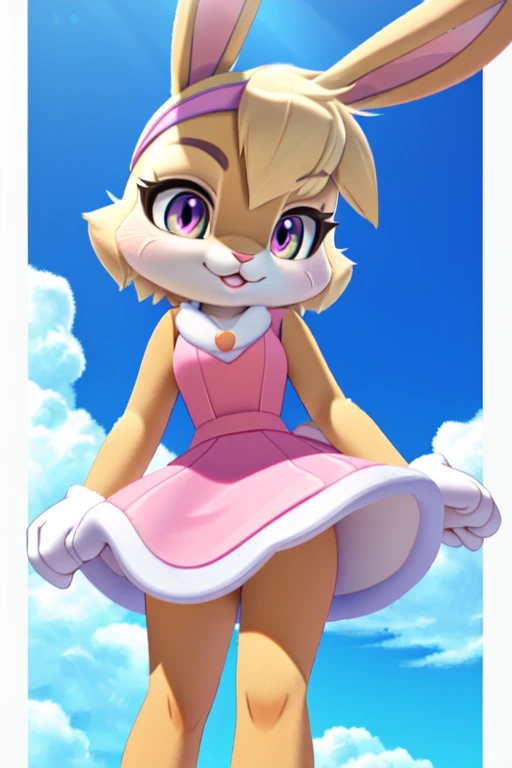a close up of a cartoon bunny with a pink dress and a pink headband, cute 3 d render, lola bunny fanart, adorable digital painting, cute cartoon character, judy hopps from zootopia, cute anthropomorphic bunny, animation character, judy hopps, cute character, 3 d render stylized, bunny girl, 3 d cartoon, cute! c4d pokemon sun and moon fursuit style