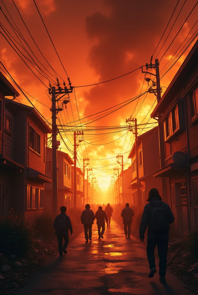 Late-night fire、Home々Burning、Big Fire、Madder sky、Tokyo、Many people fleeing々、