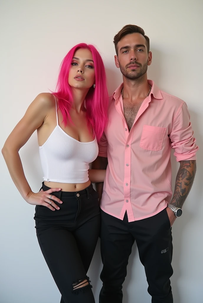 Insta couple with pink hair