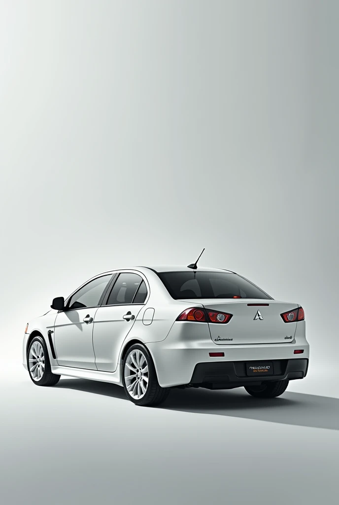 A Mitsubishi Lancer brand vehicle, 2014 model, white in color with white rims in profile