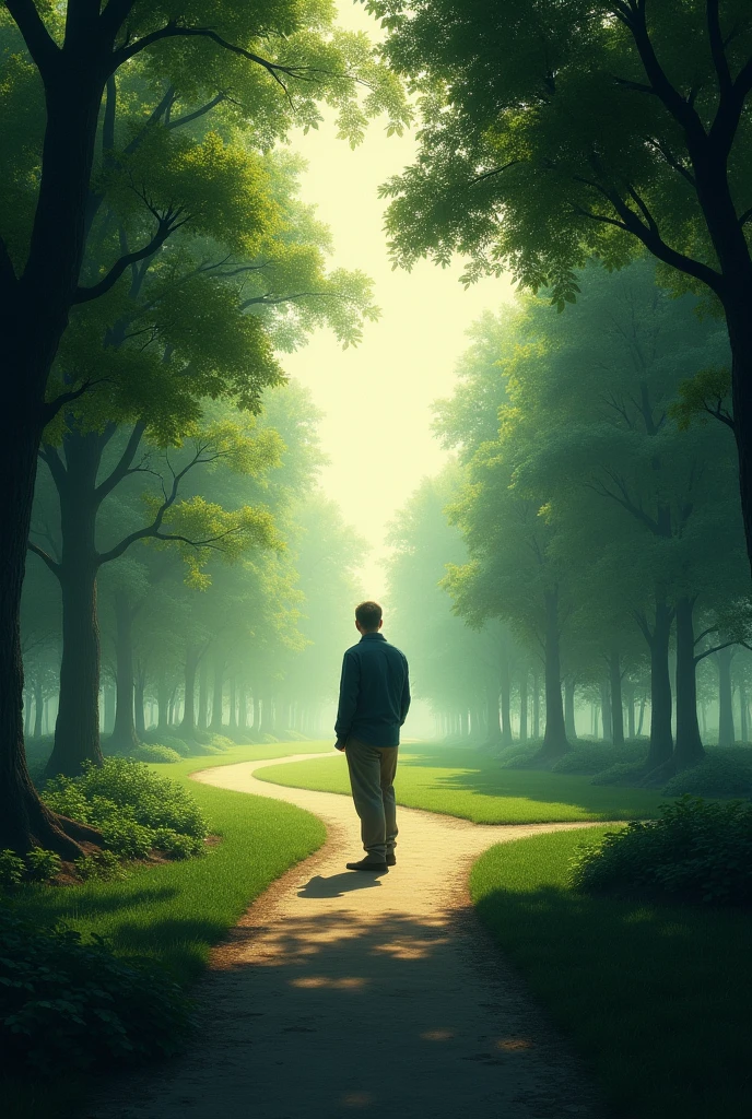 Lonely park view with lighting