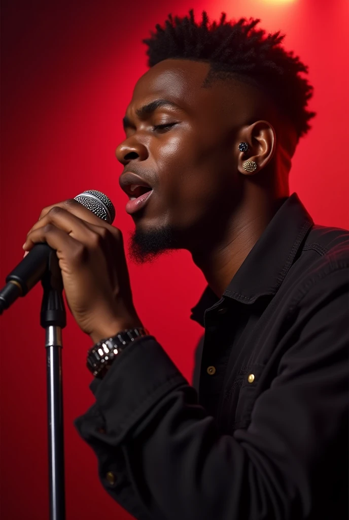 Jeune et beau ????, de 22 ans . artiste musicien , une coiffure tapers dégradé, le micro de face et qui  chante avec force et passion