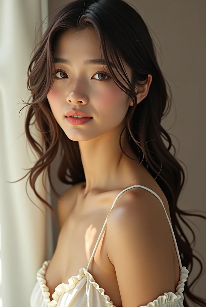 Beautiful girl without a bra
