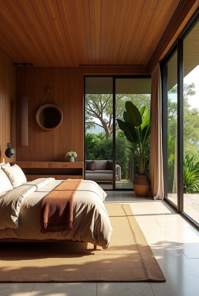 Create a master suite for a couple with modern Colombian style for a home in Brazil