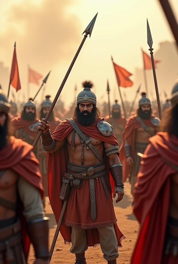 in 3d,"formed and a group of brave Hindus with his weapons reached front of mohammad Ghori,"