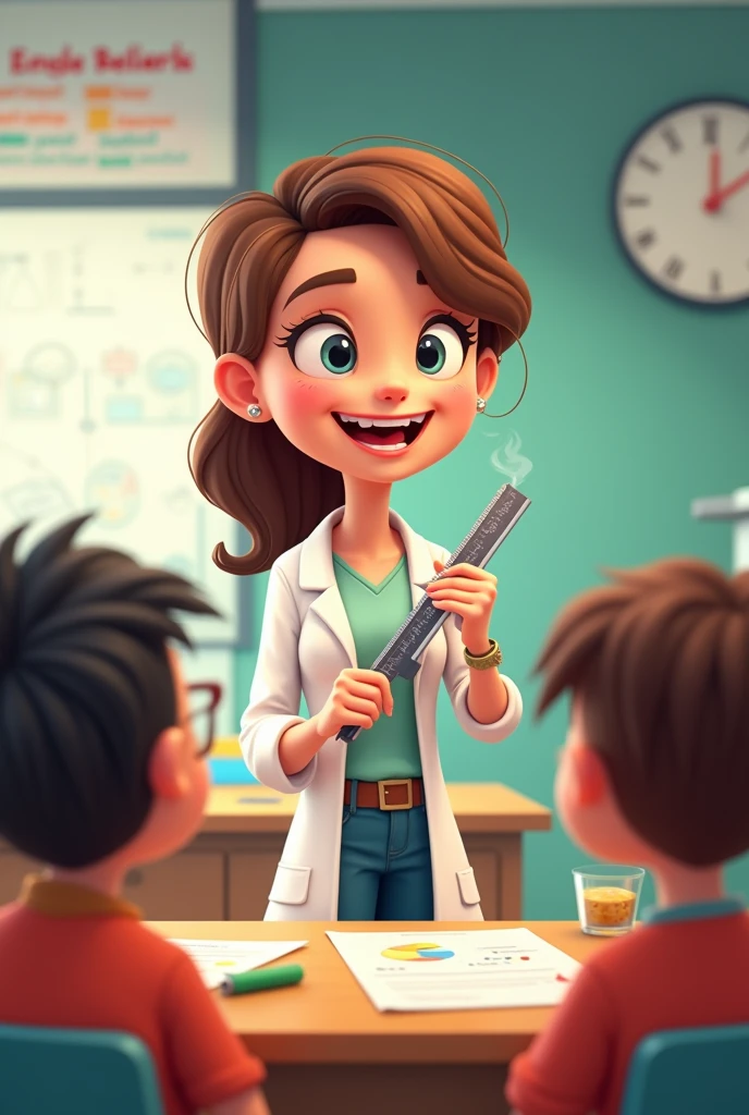 Animated teacher with vernier