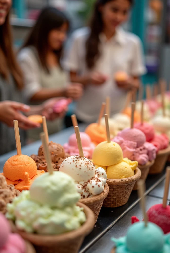 Description: Offer free samples of Sorvetes Gelados products. Small cups or sticks with portions of ice cream allow customers to sample the flavors.