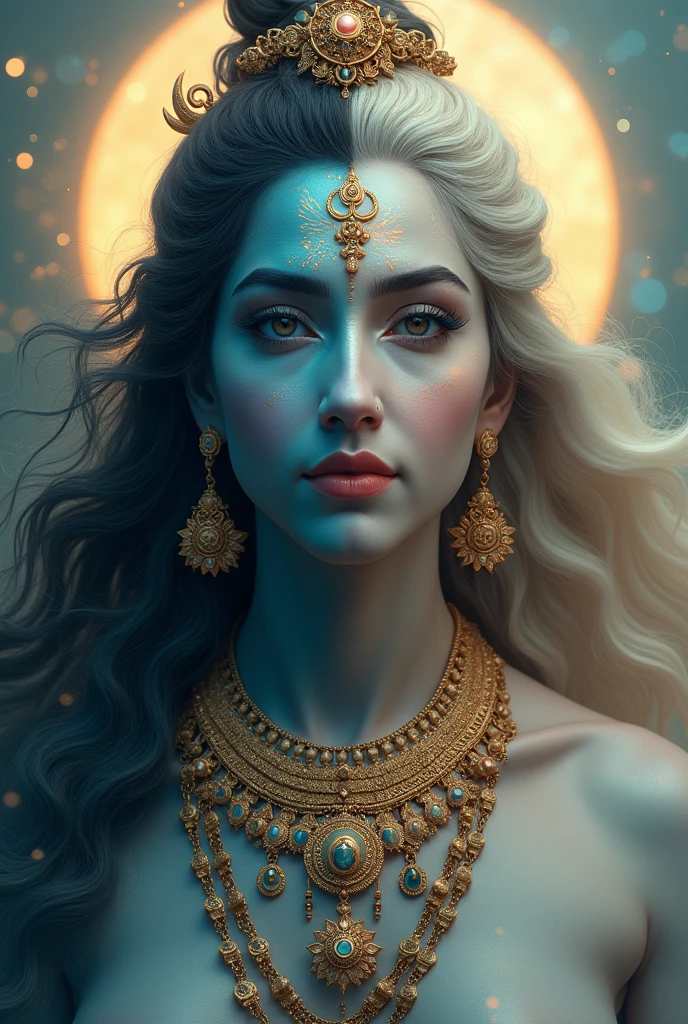Half body part is Lord Shiva and half body part is Parvati combine

