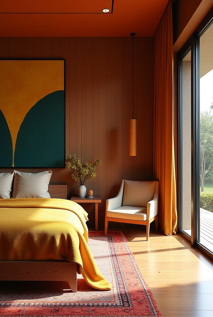 Create a couple&#39;s suite with a modern Colombian aesthetic for a home in Brazil
