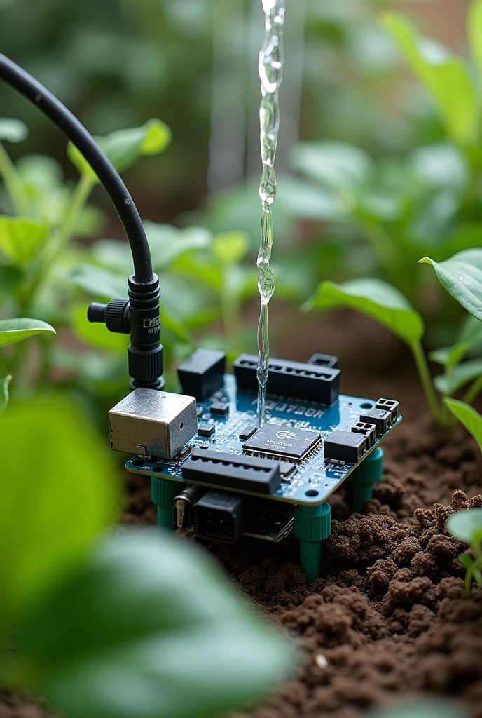 Real automatic irrigation system with arduino and water pump but watering water and making it look real, hides the arduino a little