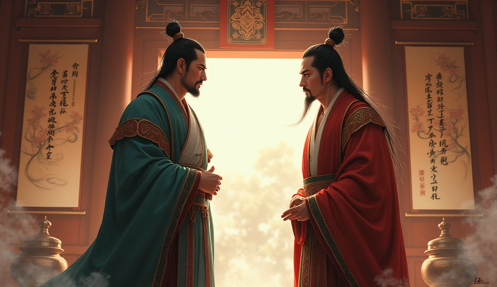 Zhuge Liang, a heroic and resourceful strategist, advised Liu Bei. 