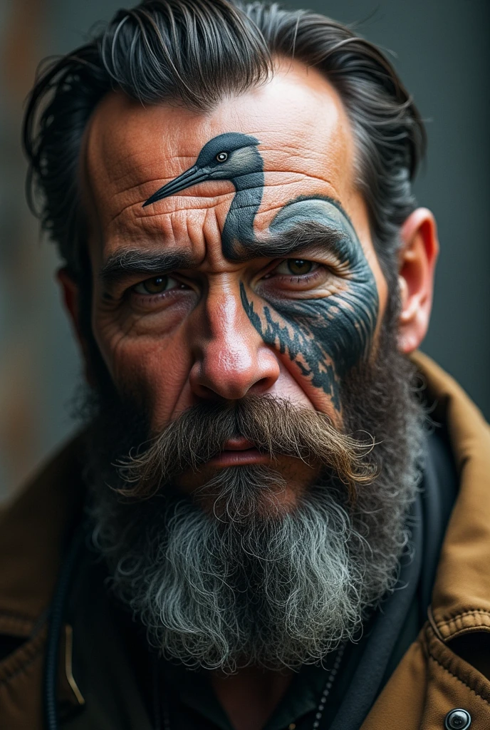 Crane tattoo beard battetie