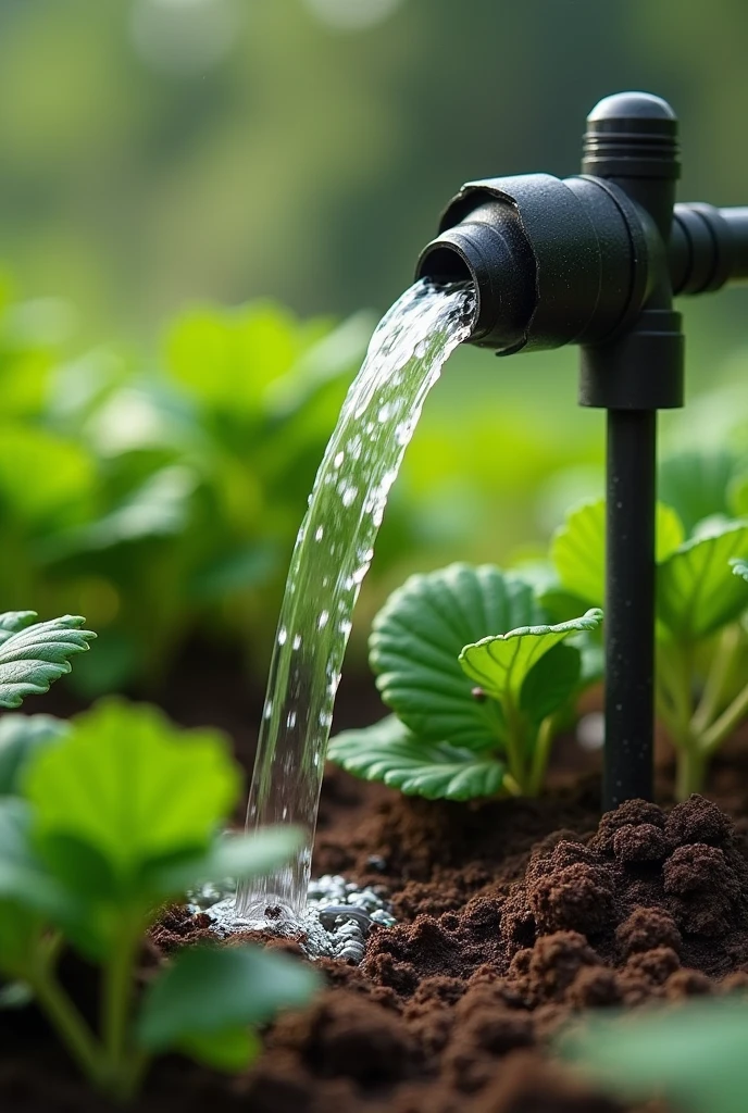 Real automatic irrigation system with arduino and water pump but watering water and making it look real, hides the arduino a little, Add that the water comes out of a water pump, not from the Arduino., and that the water is watering the plants

