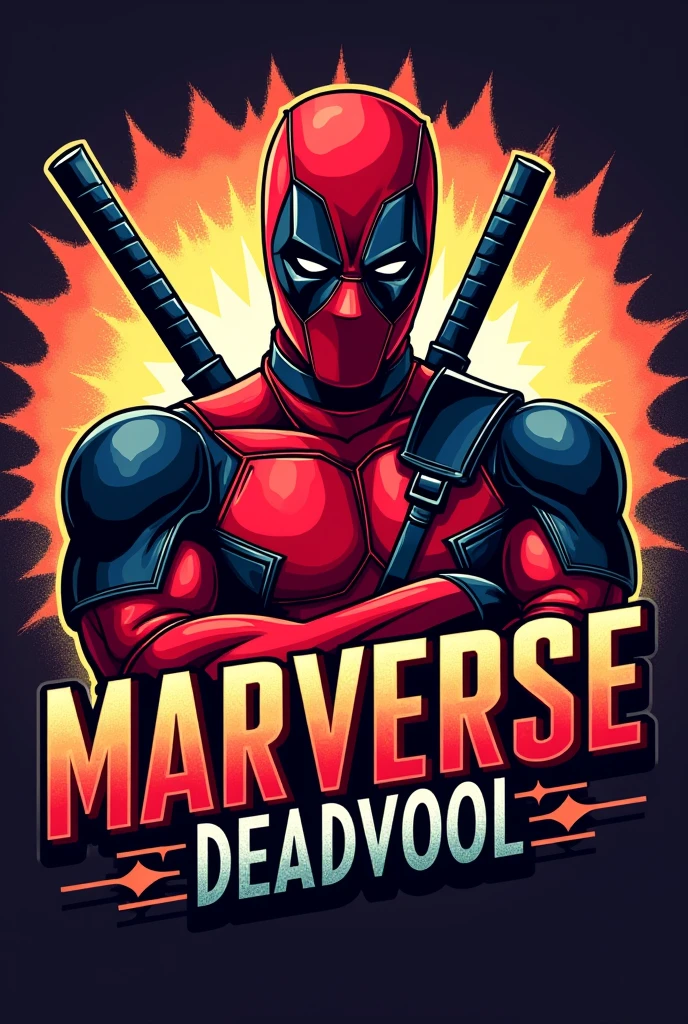 Write marverse as logo with Deadpool 
