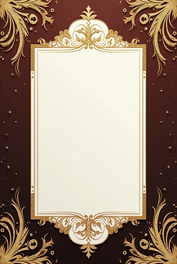 Create a chic and elegant invitation with brown and white glitter colors containing the following information:amazon doll manual space cim space to put information about prohibitions and permissions 