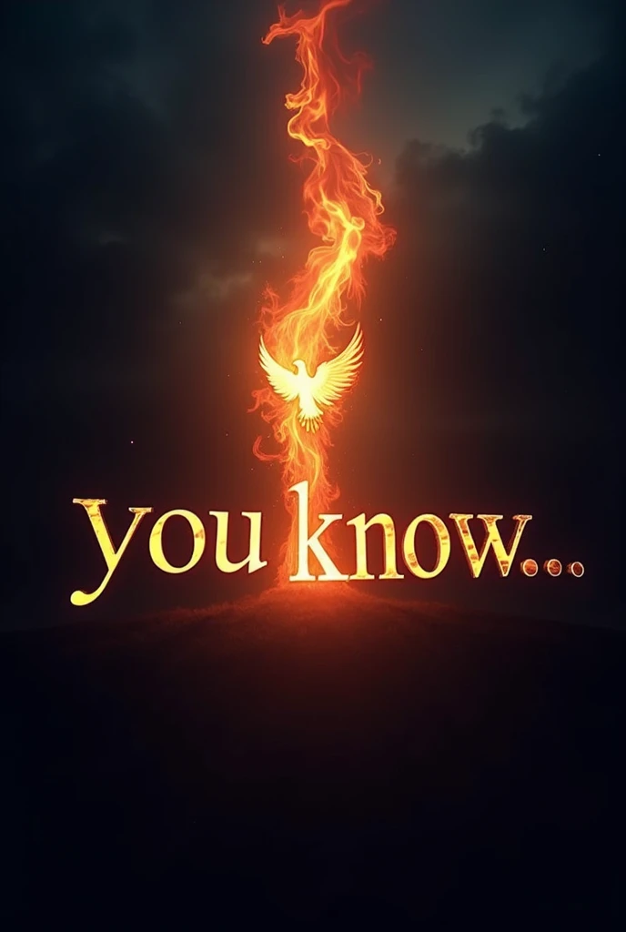 Create a logo that says 'you know...' containing a trail of fire and the Holy Spirit at the end