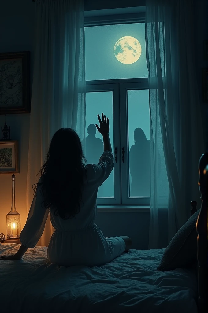 
The fourth night, Sofia se queda despierta mirando el cuadro. Right at midnight, Three shadows appear in the windows, and one raises her hand, greeting her. Sofia, Terrified, He decides to take down the painting and takes it to the attic., leaving it in the darkest and most hidden corner. 