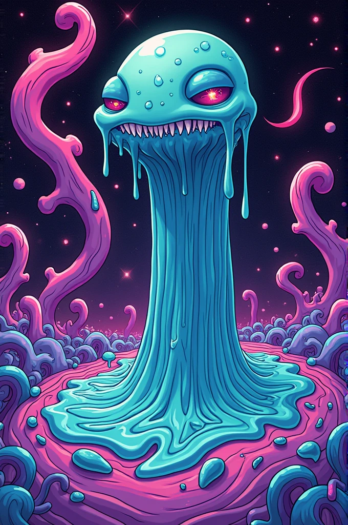 A psychedelic slime art written "unXnow" in cyan green and hot pink