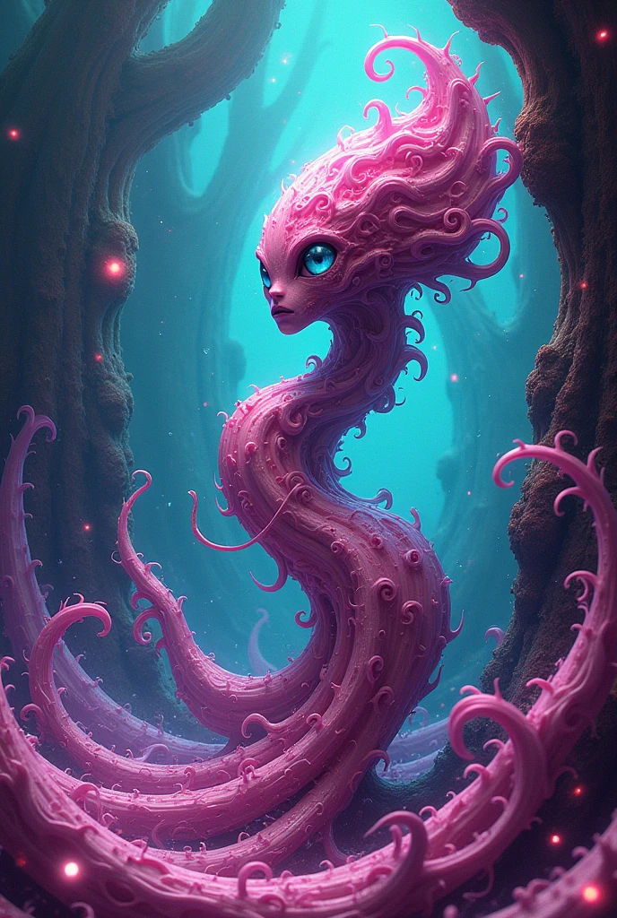A psychedelic slime art written unXnow in cyan green and hot pink