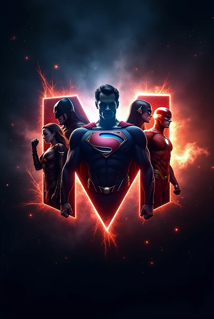 Write marverse as logo with justice league team 

