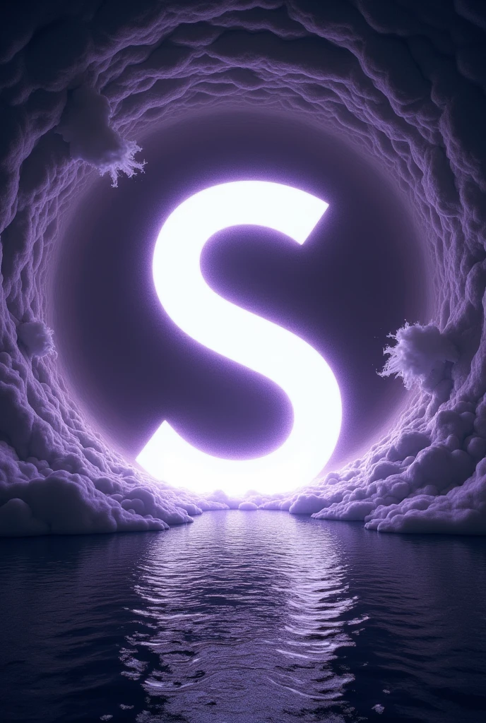 Make an image with an initial in the middle, this initial is sm in the background, I want it to look like a purple black hole and the letter of the initial is white and large