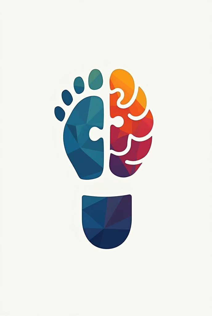 create a large logo with a footprint with the name neuro clin that has an image of a colorful half puzzle brain for an occupational therapy space


