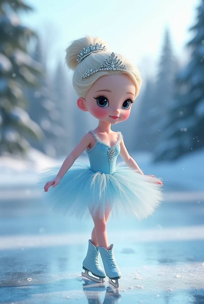image for 18th birthday invitation of an ice skating doll . writing: Bia18onice