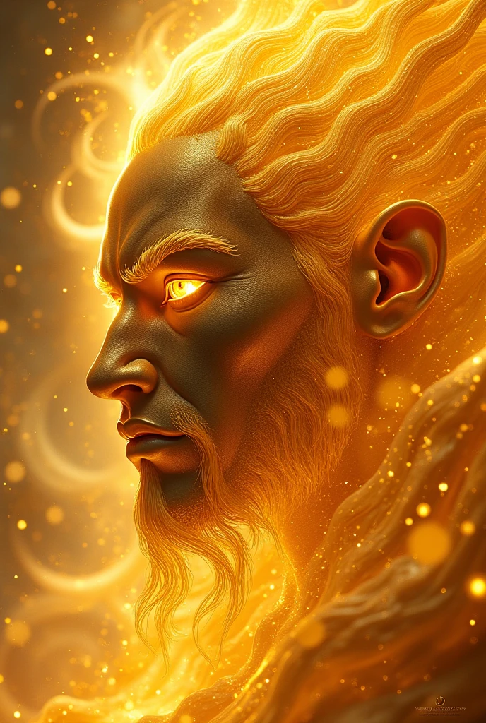 Gold sun god face close up