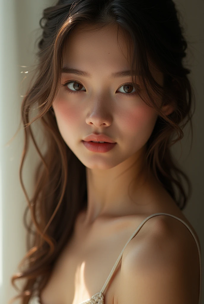 One cute girl, chest, Open your mouth, Long Hair, Open your mouth a little,