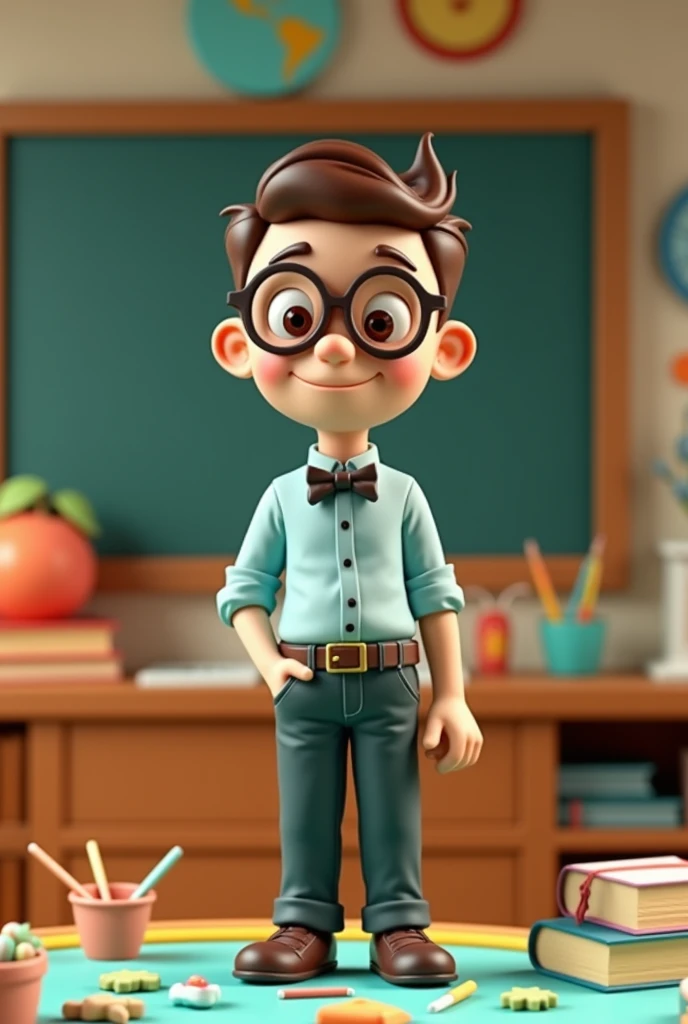 Animated cake decoration with a male teacher theme

