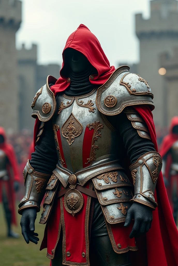A medieval barra brava with armor that belongs to the Argentine River Plate team