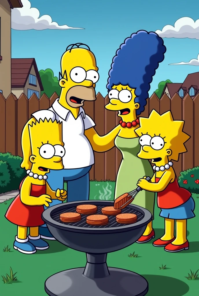 The Simpsons eating a grill