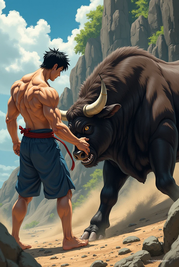 baki hanma anime with
bull