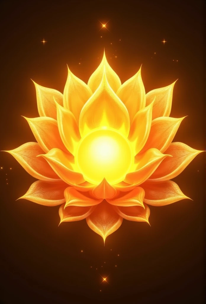 ummary for AI Drawing:
Shape: Central radiant sun surrounded by a 10-petaled yellow lotus.
Colors: Dominant yellow with gold accents and a glowing aura.
Elements: Flame motifs or sun rays emanating from the lotus, smooth and symmetrical design.
Style: Clean lines, luminous gradients, optional dark background for contrast.
By following this description, an AI should be able to generate a visually accurate and symbolically rich representation of the Solar Plexus Chakra.
Behind the entire scene, a subtle radiating aura of warm, golden light spreads outward in a circular pattern, reinforcing the idea of personal power and strength emanating from the solar plexus. The overall image should convey warmth, vitality, and strength.Foto retrato, Directed by: Drew Tucker, Directed by: Adam Marczyński, Directed by: Alexandre Kucharsky, Directed by: Gavin Nolan, Surrealismo 8K, Directed by: Jason Felix, Yuri Shwedoff e Tom Bagshaw, arte ilustrativa, Estilo Erik Johansson