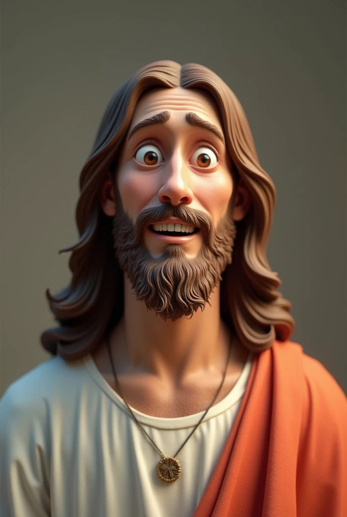 Realistic Jesus Christ with Pixar cartoon face