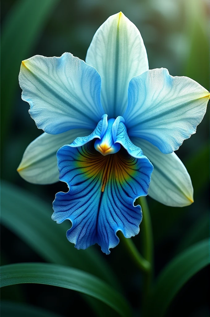 orchid flower with new characteristics and blue color, green and yellow