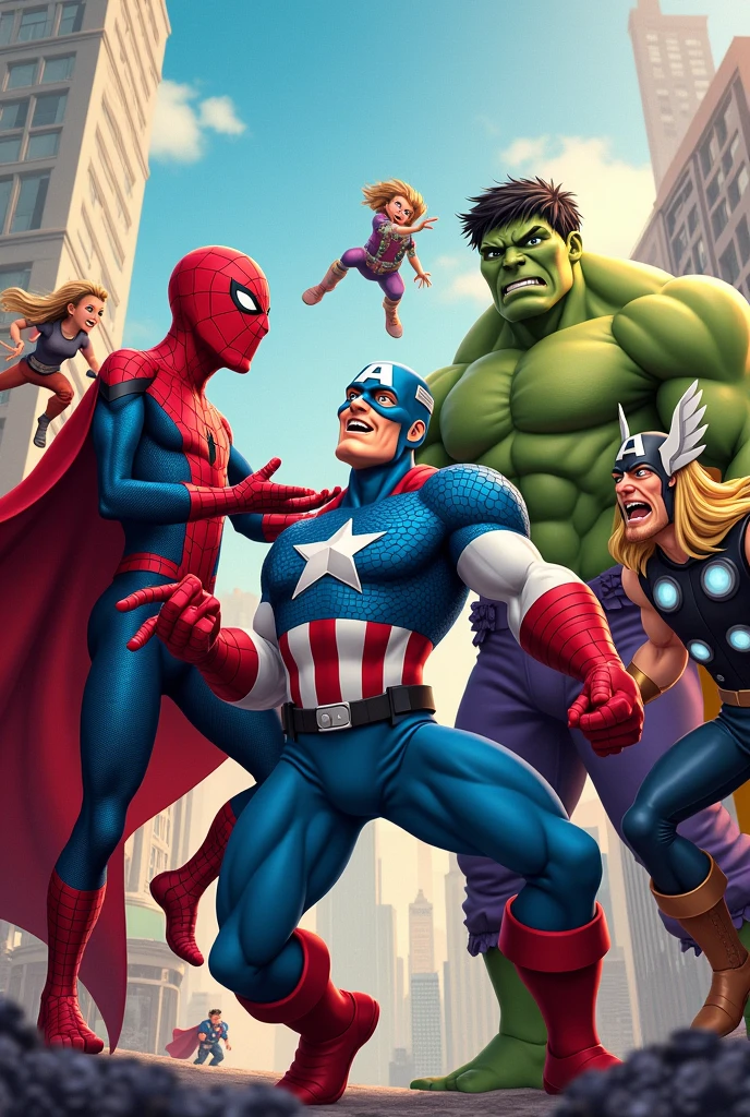 create funny image with main marvel characters.
