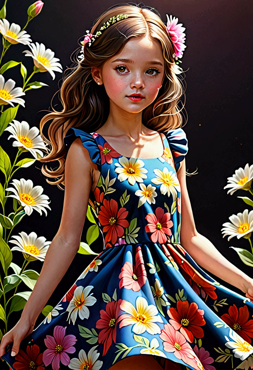 Cute girl, flower dress, ultra-detailed, realistic,