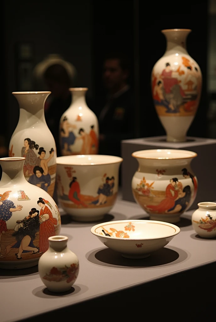 Pottery featuring Utamaro's pillow paintings、Displayed in museums、Spotlight、