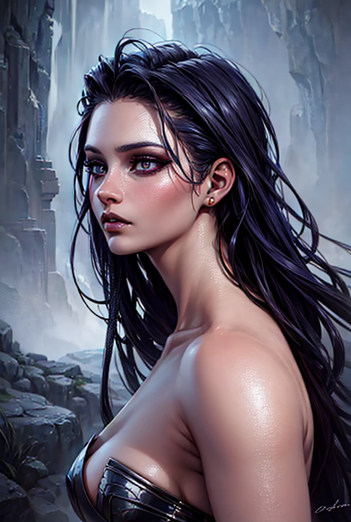 a medusa woman with beautiful detailed eyes, beautiful detailed lips, extremely detailed face, long eyelashes, wearing a sexy dress, fighting through the sky, hyperrealistic, 8k, high quality, detailed, cinematic lighting, dramatic, dark fantasy, dramatic lighting, dramatic colors, chiaroscuro, moody, dramatic atmosphere, digital painting, concept art