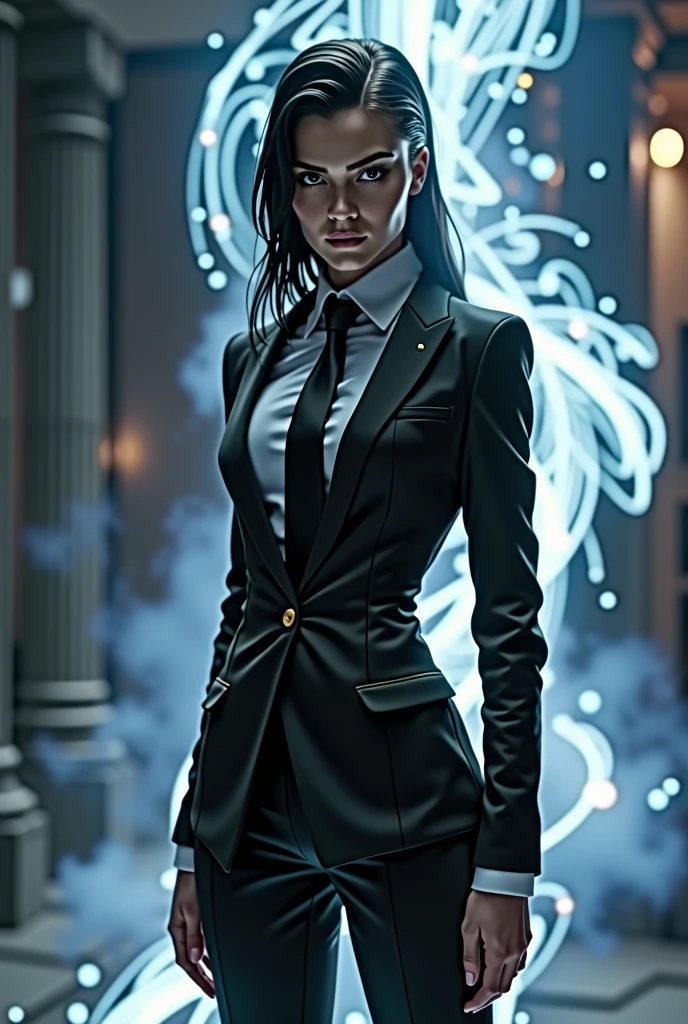 the gamer master regenerates into blackfire male to female time lord regeneration incarnation with black suit white shirt and black necktie