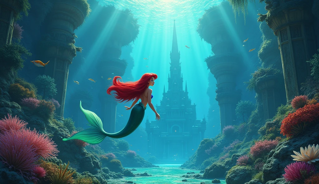 Ariel the little mermaid in the fictional kingdom of Atlantis