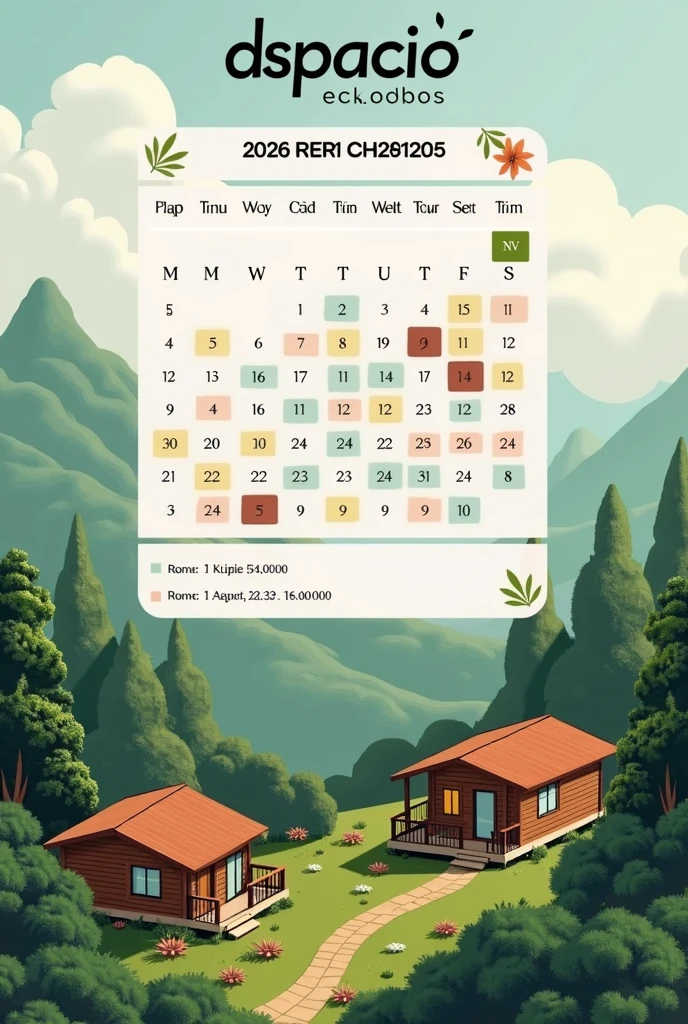 RESERVATION CALENDAR FOR AN ECOLODGE CALLED "DSPACIO CABINS" FROM MARCH 2026 ALL RESERVED