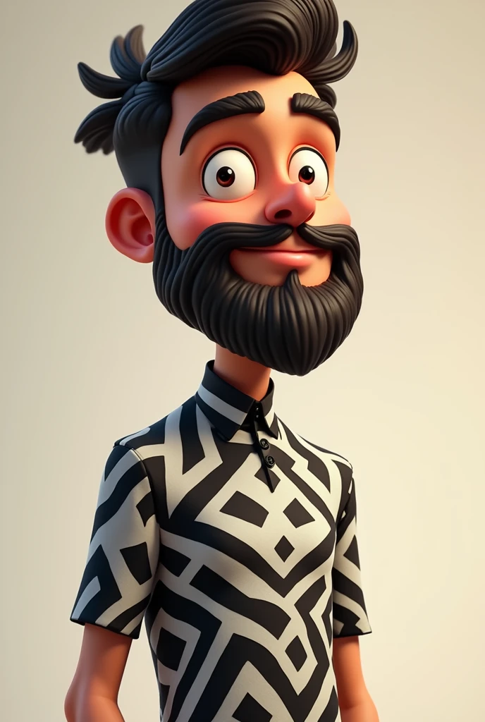 Cartoon character white and black dress for youtube profile hear big beards handsome