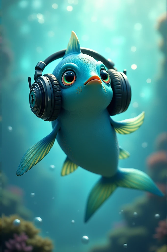 Fish with headphones