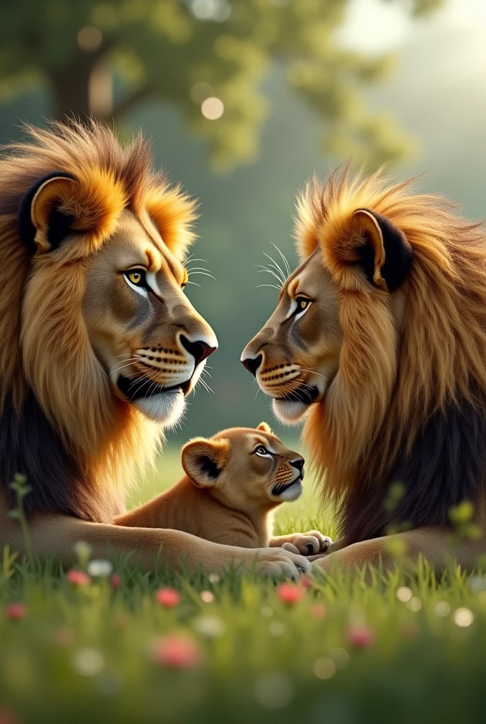 Three dangerous lion friendly photo
